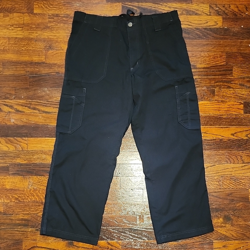 Carhartt Womens Cargo Utility Black Wide Leg Rip Stop Scrub Pants Medium Short